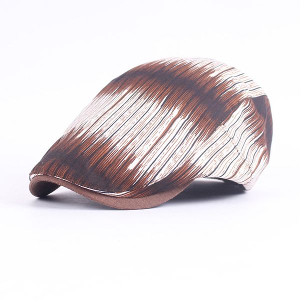 

stripe berets 2018 new spring summer men women western style duckbill ivy flat cap hat adjustable cotton newsboy beret cap, Blue;gray