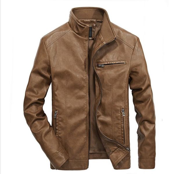 

2018 winter men jacket brand motorcycle leather jacket autumn and winter pu leather suit men's leather jacket business casual coat, Black;brown