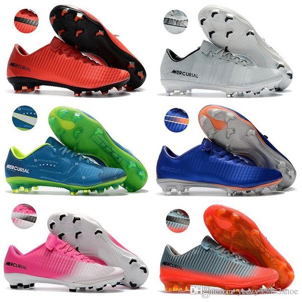 

new indoor red cr7 football boots size 39-45 mercurial superfly v white silver cr7 fg soccer shoes mens women kids outdoor soccer cleats