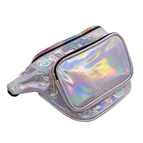 

2018 new waist bag lightweight reflective outdoor sports laser fanny pack neutral fashion beach for woman