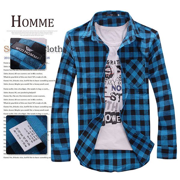 

men's casual plaid shirts young fashion long sleeve slim fit chemise comfort brand shirt gz02, White;black