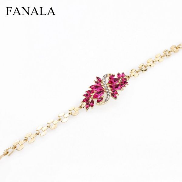

leaves bracelet fashion rhinestone casual buckle women, Black