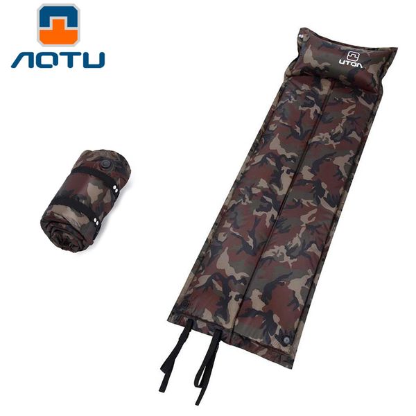 

self-inflating sleeping pad with pillow compact lightweight moisture-proof mat perfect for camping hiking backpacking mattress