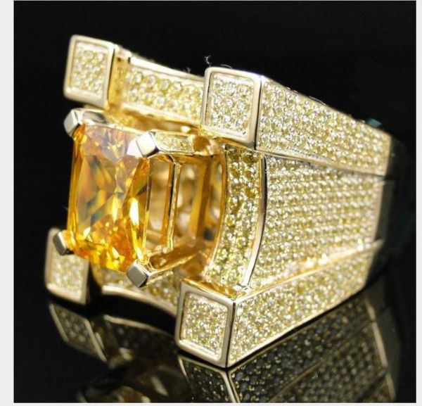 

european and american luxurious micro zircon men's rings hiphop hip hop chaoshan ring, Silver