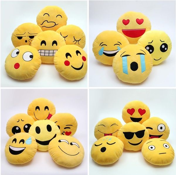 

21 styles 35cm cute emoji pillows qq smile face emotion soft decorative cushions stuffed plush toy doll christmas home decor i203