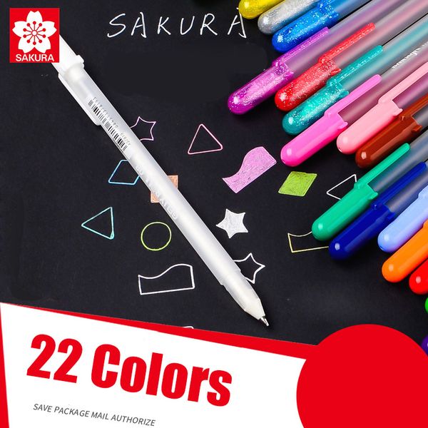 

sakura aqualip jelly stereo pen 3d gloss color pen xpgb-m hand-painted flash for diy creative stationery 0.7mm 22 colors, Black;red