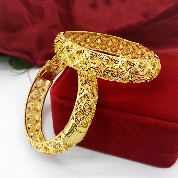 

1 pieces vintage bangle 18k yellow gold filled womens bracelet dia 60mm wedding party jewelry classic style gift, Black