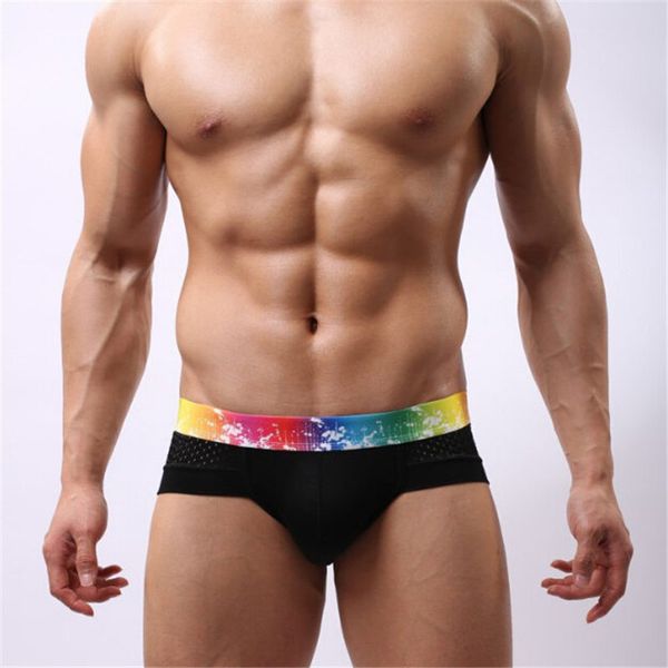 

2018 new fashion men underwear low waist e men underwear modal breathable male underpants briefs cotton, Black;white
