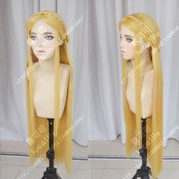 

the legend of zelda princess zelda 100cm long braid wig blonde cosplay hair wigs, Black
