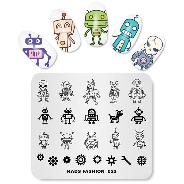 

stamping template 1pc nail art stamping template lovely robot design pattern selling nail printing manicure diy, White