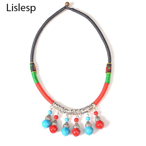 

lislesp bohemian statement chokers tassel stone pendant fashion torques wedding jewelry accessories vintage maxi necklace collar, Silver
