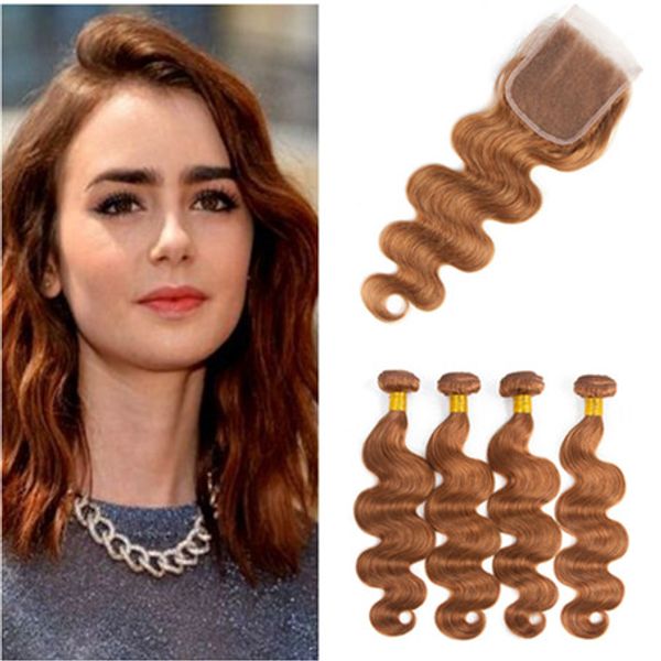 2019 30 Medium Brown Virgin Indian Human Hair Weaves Extensions
