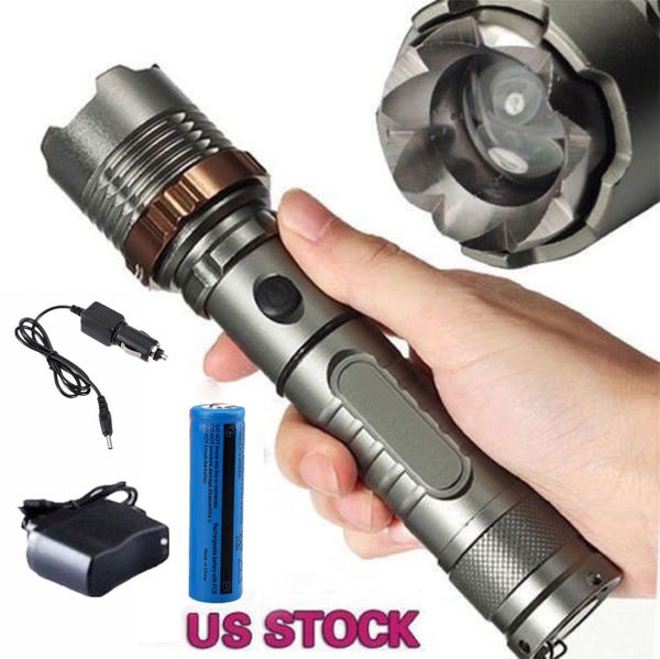 

3800lm tacital led torch cree xml t6 led flashlight rechargeable 5 modes + 18650 battery + ac&car charger