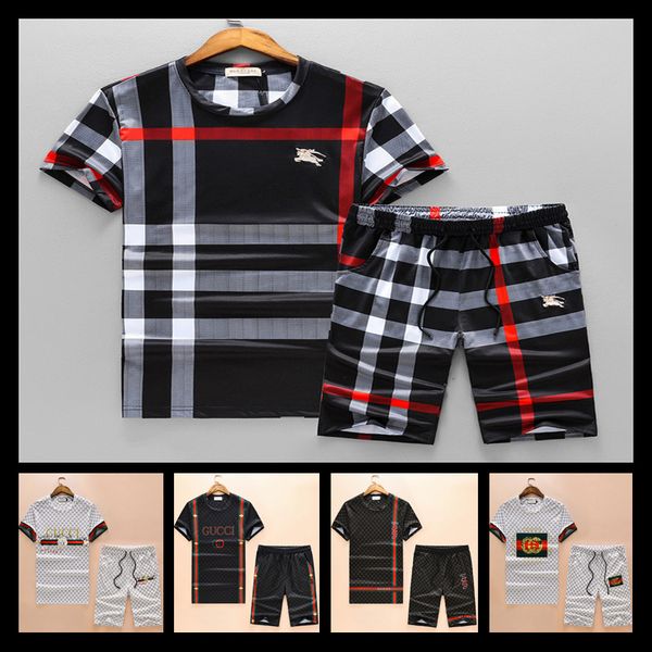 

2018 дизайнер роскошные Мужские спортивные костюмы футболка + брюки спортивная мод