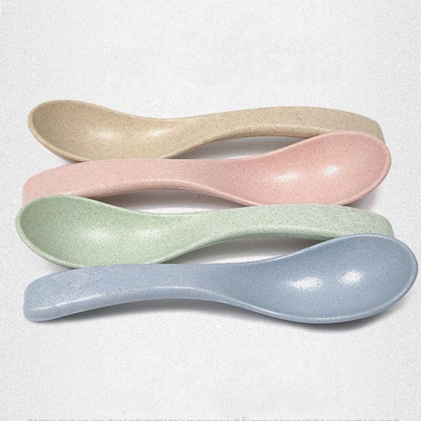 

4pcs/set plastic soup spoons 16cm long handle tablespoon eco-friendly healthy rice spoons kids tableware home kitchen tools