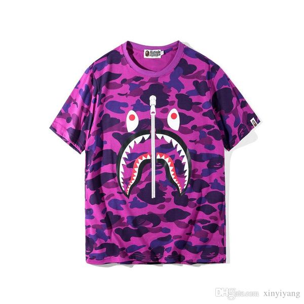 

Лето новый японский прилив бренд молния камуфляж печати с коротким рукавом футболки любителей моды хип-хоп футболки