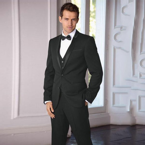 

italian black men suits for wedding peaked lapel men suits with pants slim fit groom tuxedos groomsmen blazer 3 pieces jacket vest, Black;gray