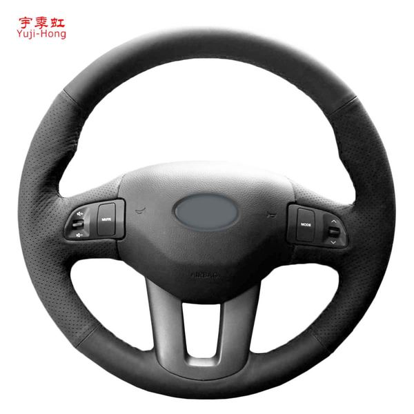 

yuji-hong artificial leather car steering wheel covers case for kia sportage r 2011-2016 hand-stitched cover