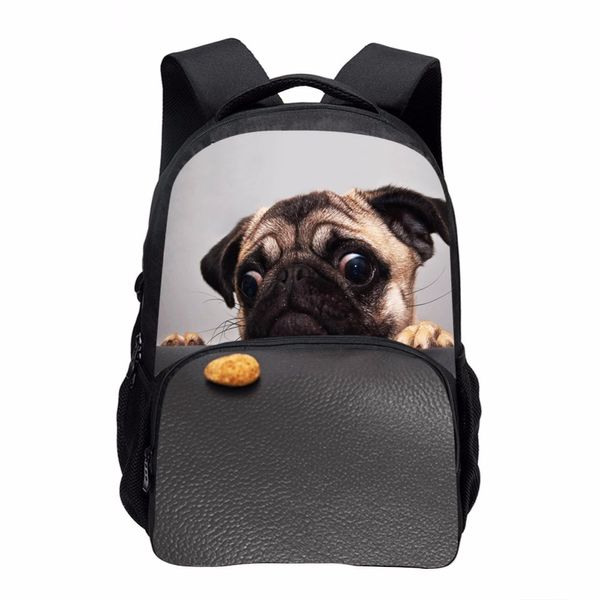 

2017 fashion kids backpacks girls school bags for teenagers cute pug animals dog poodle print school rucksack kids book bag
