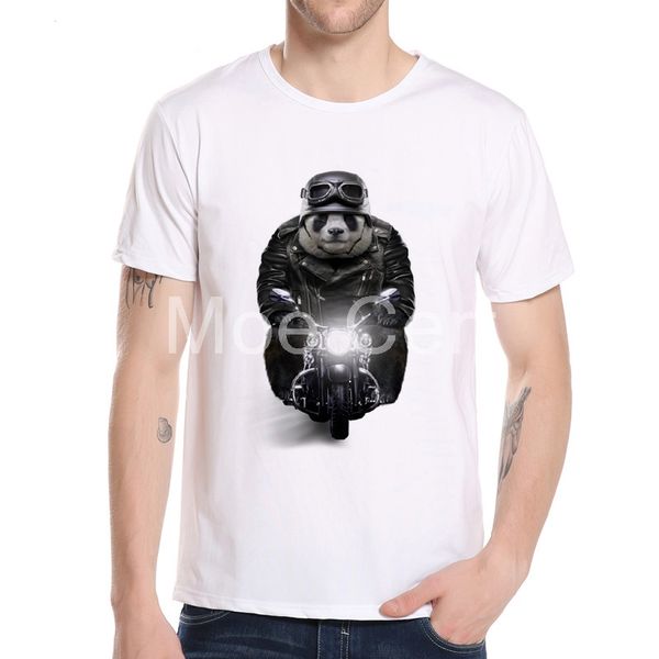 

biker panda ride motorcycle funny casual short sleeve t shirts shirt t-shirt 2018 summer fashion hipster tee l21-41, White;black