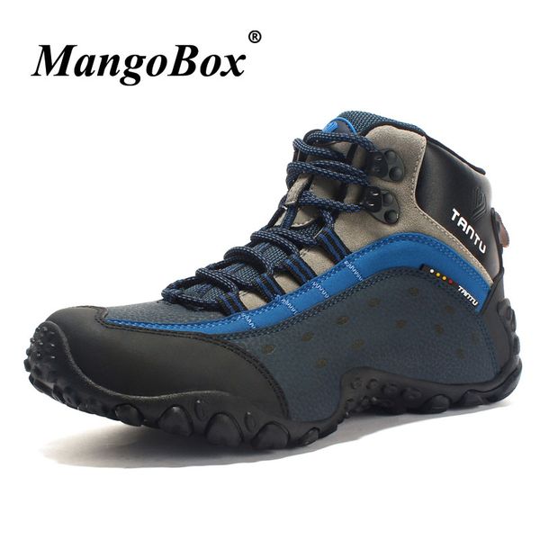 

autumn men sneakers trekking blue gray mid-mountain footwear mens rubber sole outdoor hiking shoes anti-slip camping shoes