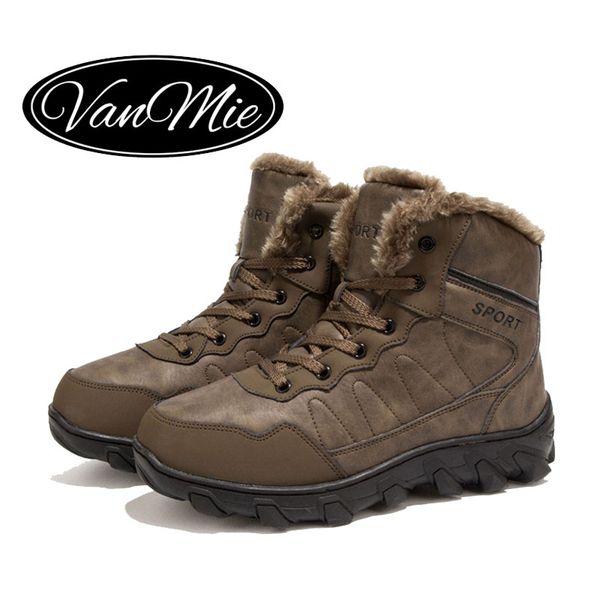 

vanmie winter men shoes warm men winter snow boots waterproof ankle snow boots for 2017 new male booties plus size 39-46, Black