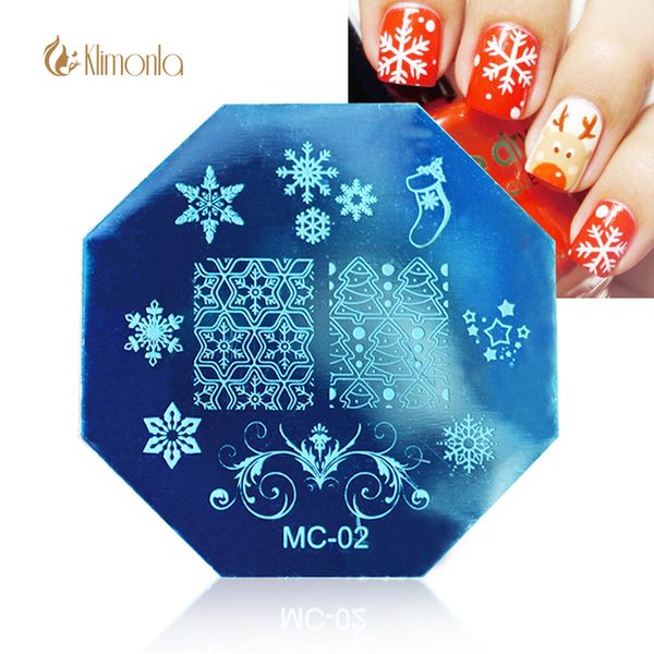 

3 pcs/set regular octagonal metal nail stamping plate 5.8*5.8cm christmas nail art pattern space transfer plate stencil 3d tool, White