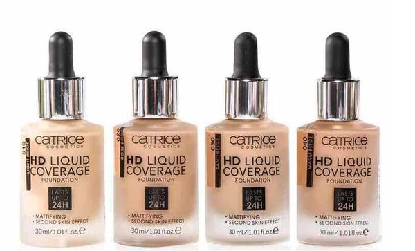 

new makeup brand hd liquid coverage foundation 30ml 4colors second skin effect beige cosmetics dhl shipping