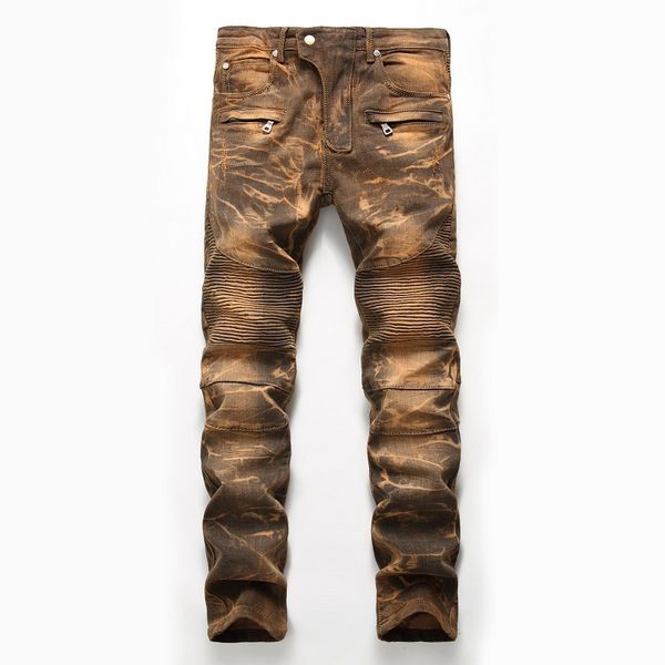 

men vintage jeans hip-hop casual denim europe america style men's slim jeans pants brand locomotive skinny rock, Blue