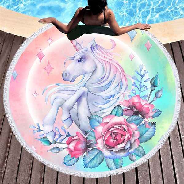 Acheter Blanc Cheval Rose Girly Grande Serviette De Plage Ronde Floral Microfibre Cartoon Serviette De Bain Gland Bleu Rose Rose Tapisserie De 3518
