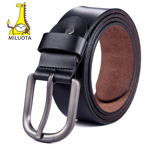 

miluota] men belt cow genuine leather brand strap male belts for men fashion classice vintage pin buckle dropshipping cz100, Black;brown