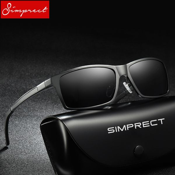 

simprect aluminium rectangle sunglasses men polarized uv400 sun glasses metal driver mirror lunette de soleil homme, White;black