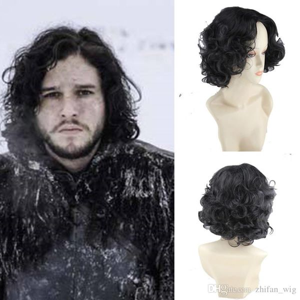 

Z&F Game of Thrones Cosplay Wigs Jon Snow Cosplay Wig 25cm Short Cosplay Curly Costume night watchman Halloween Party