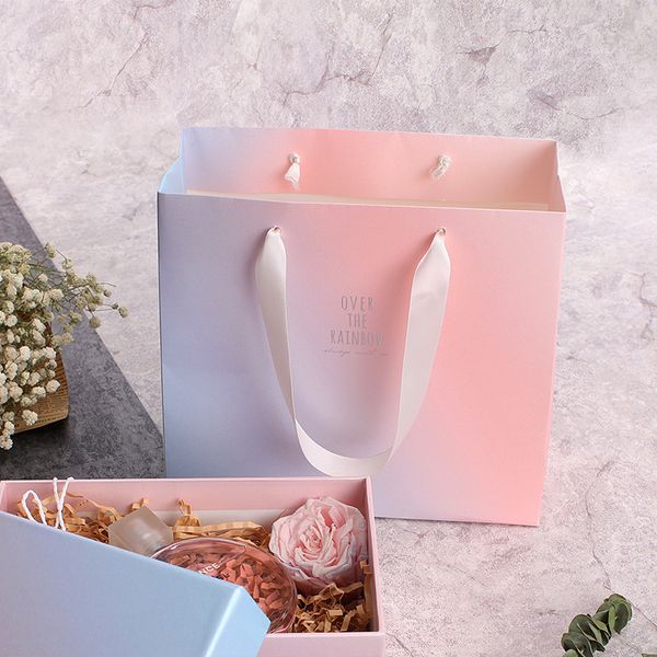 

gradient color paper bags wedding party gift bags boutique marriage party souvenirs package bags