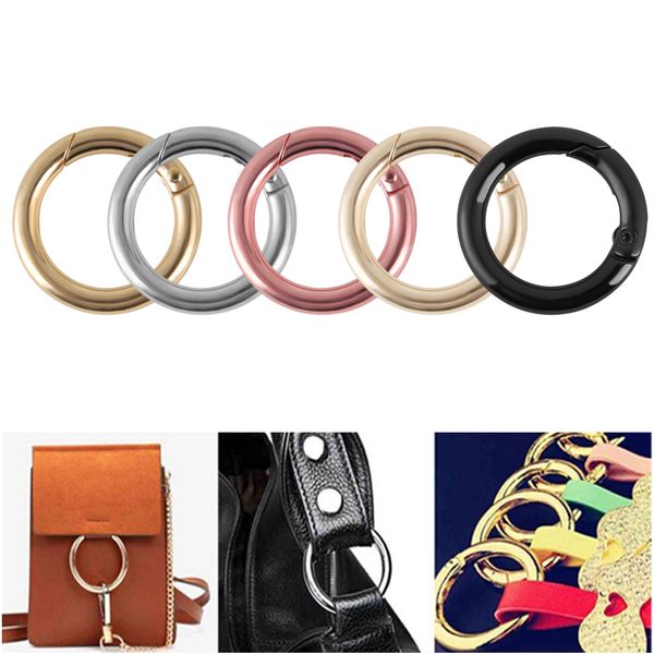 

5 pcs silver circle round carabiner spring snap clips hook keychain keyring backpack buckle key chains accessorires