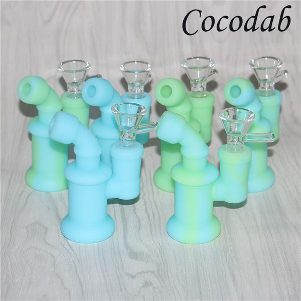 Wasserpfeifen, Silikon-Bongs, Wasserpfeifen, Silikon-Ölplattformen, leuchtende Mini-Bubbler-Bongs, Glasschüssel-Dabber-Werkzeuge, 5-ml-Wachsbehälter