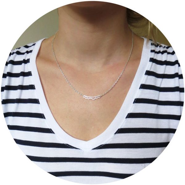 

10pcs elegant wavy line necklace hollow tilde bar pendant curly curvy undulating necklace jewelry for girls, Silver