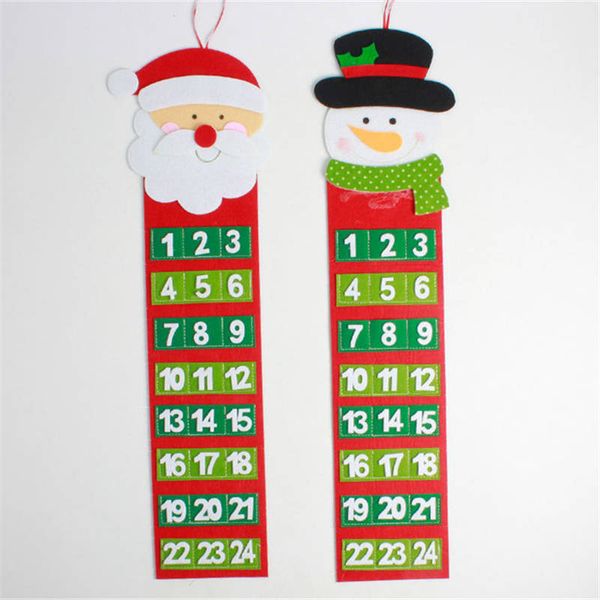 Christmas Advent Calendar Santa Claus Snowman Xmas New Year Countdown Hanging Ornaments Home Office Door Decoration 65 20cm Christmas Decorating Home