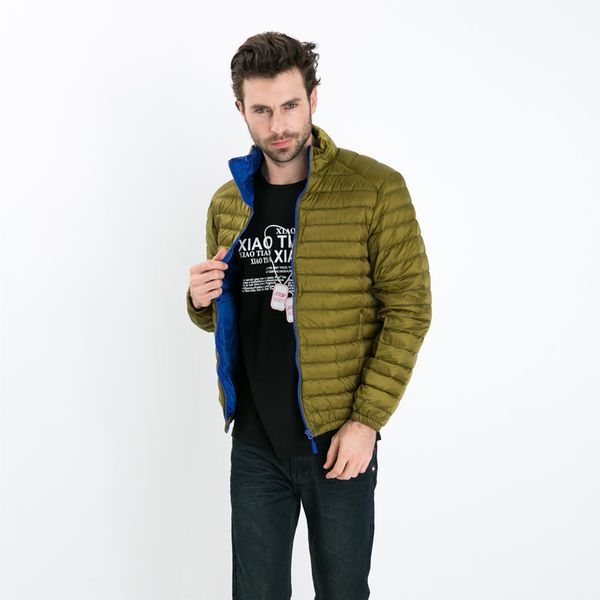 

2018 new winter 90% white duck down coat men light thin long sleeve zipper stand collar loose plus size warm casual jacket, Black