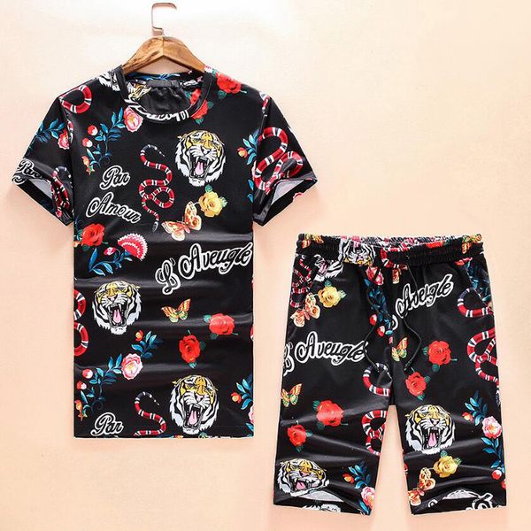 

Fashion tiger head print tracksuit for men luxury brand snake tracksuit men sport casual loose men jogging suit free shipping