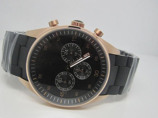 

luxury watch for men quartz satch chronograph watches stainless wrist watch steel and rubber bracelet 001, Slivery;brown