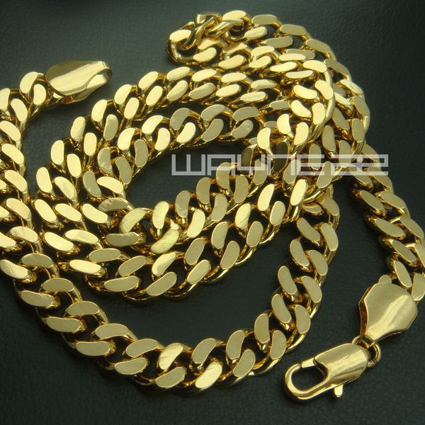 Collana lunga da uomo con catena solida riempita in oro 18 carati, collana con anello barbazzale, gioielli N227