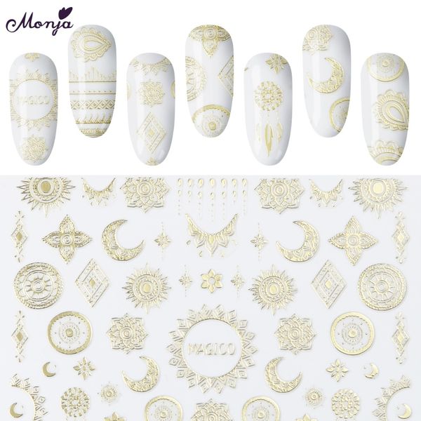 

monja 13*8.5cm ultrathin adhesive nail sticker star moon gel polish tip diy image transfer decals manicure nail art decoration, Black