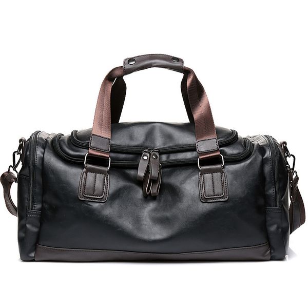 

luxury pu leather travel duffle bag man large capacity hand luggage bag fitness for gym men outdoor shoulder overnight