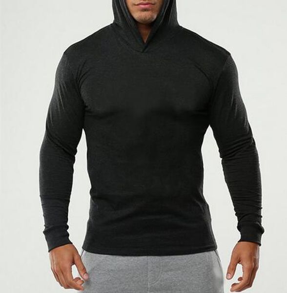 

sport t-shirt letter print long-sleeved fashion active live sleeve blouse t-shirt men's cotton fleece casual hooded long leisure hoodie, Black