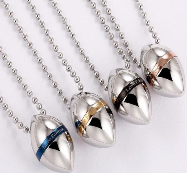 

new urn necklaces for women and men titanium stainless steel waterdrop cremation case perfume bottle pendant chains necklace lovers jewelry, Silver