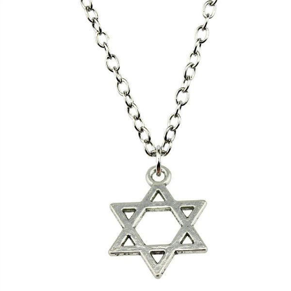 

wysiwyg 5 pieces metal chain necklaces pendants hand made necklace men star of david 21x16mm n2-b10946, Silver