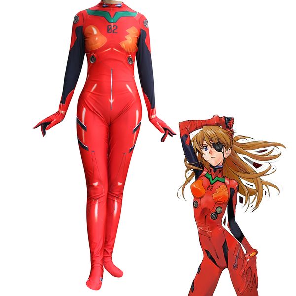 

anime eva asuka langley soryucostume jumpsuit neon genesis evangelion zentai suit bodysuit for women girls jumpsuits cosplay, Black