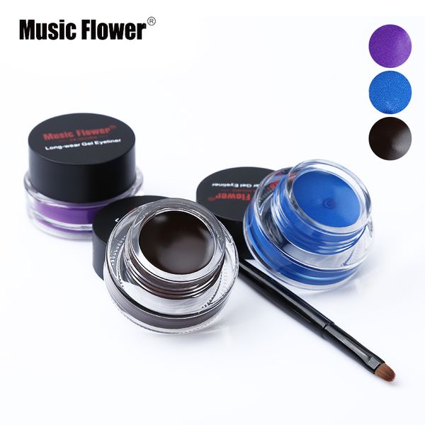 

music flower марка черный водонепроницаемый подводка для глаз макияж косметический гель подводка для глаз с кистью 24 часов длительный