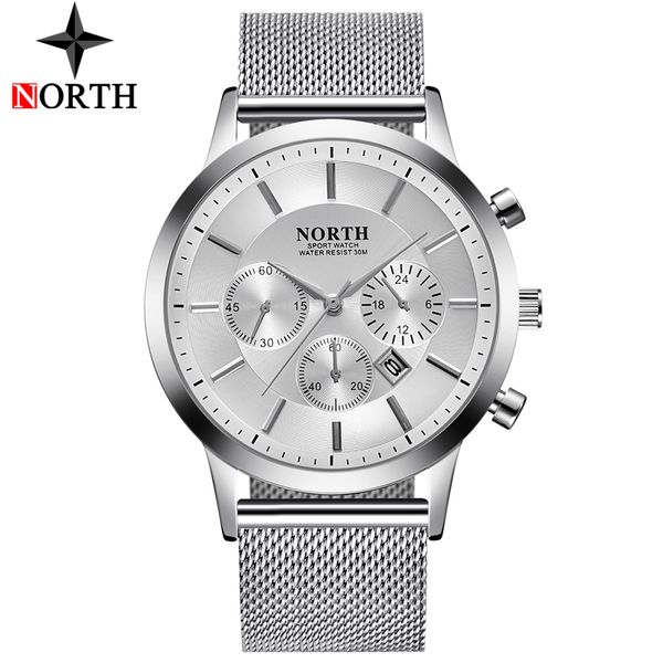 

north fashion watch men full steel waterproof quartz clock mens watches casual sport watches relogios masculino, Slivery;brown